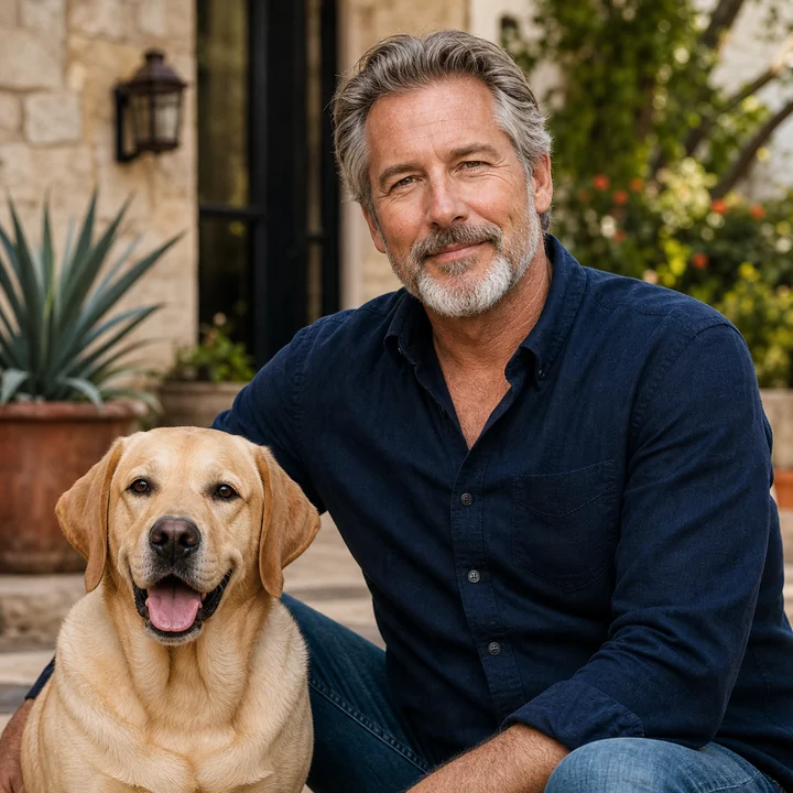 Mark Reynolds with his Labrador